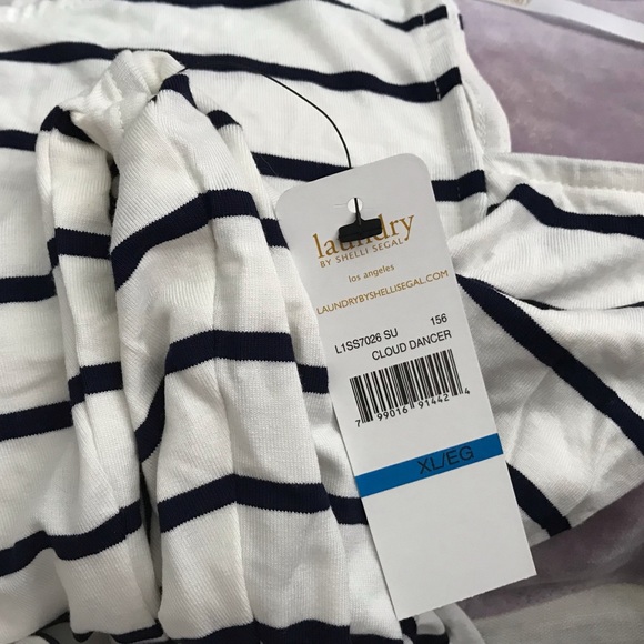Laundry by Shelli Segal NWT Striped Cloud Dancer Cold Shoulder Top in XL - Picture 9 of 10